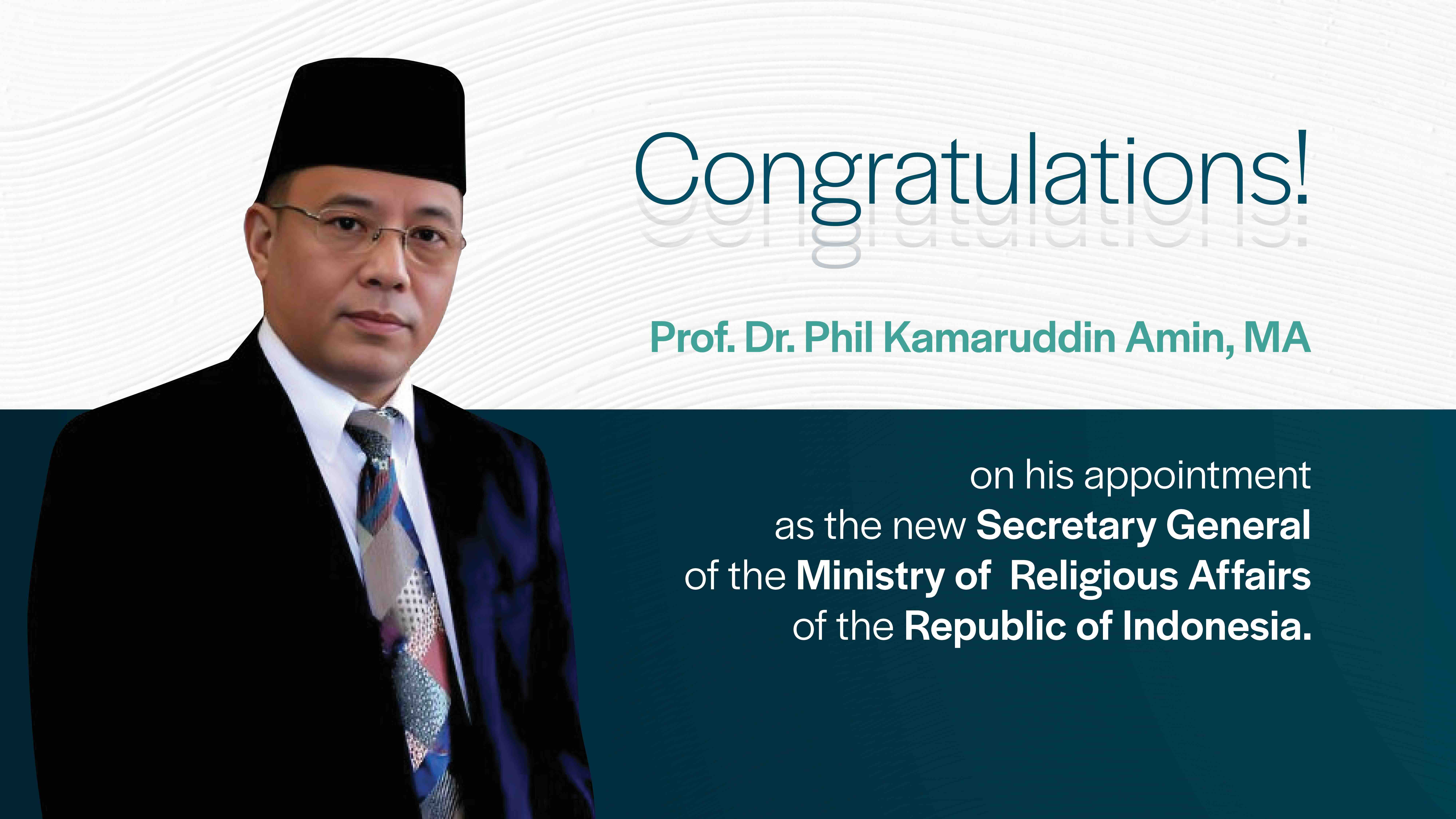 Prof. Kamaruddin Amin Inaugurated as Secretary General of the Ministry of Religious Affairs